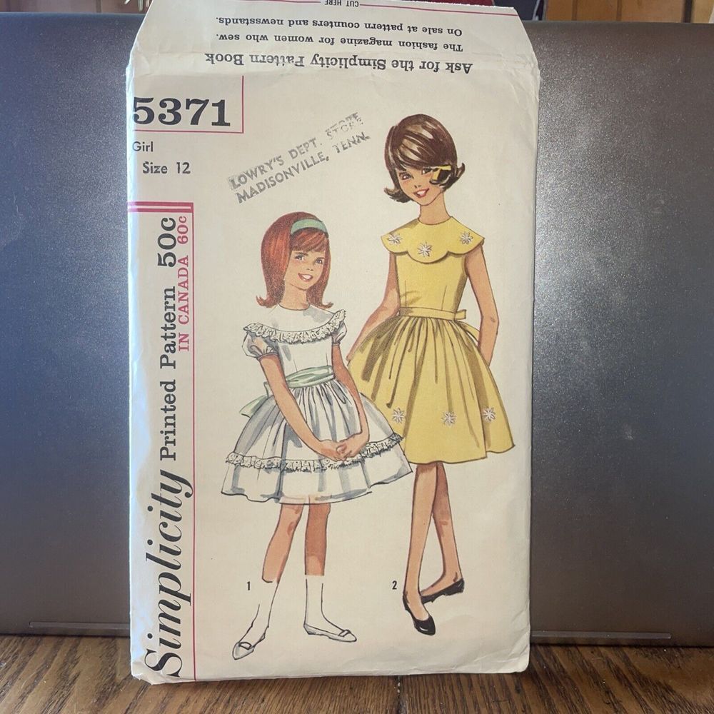 Simplicity 50c‎ 5371 Girl Size 12 Party Dress